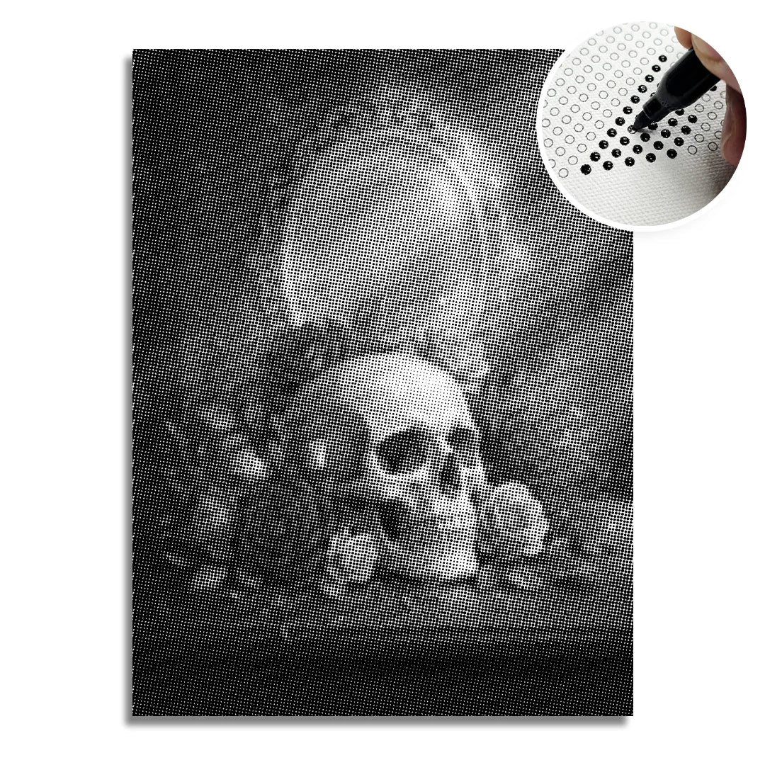 Czaszka z Kwiatami punktowe malowanie