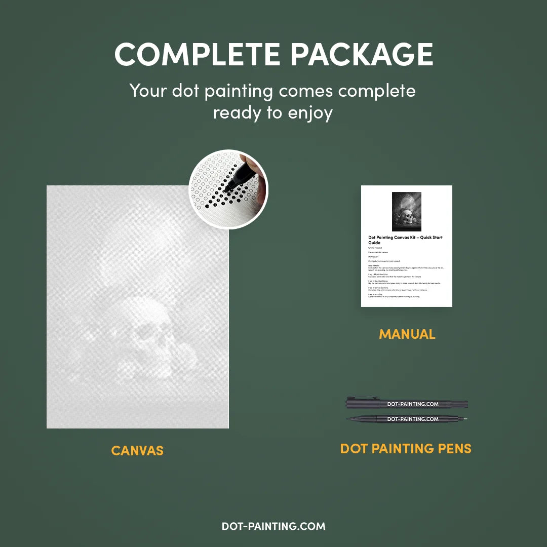 Czaszka z Kwiatami punktowe malowanie