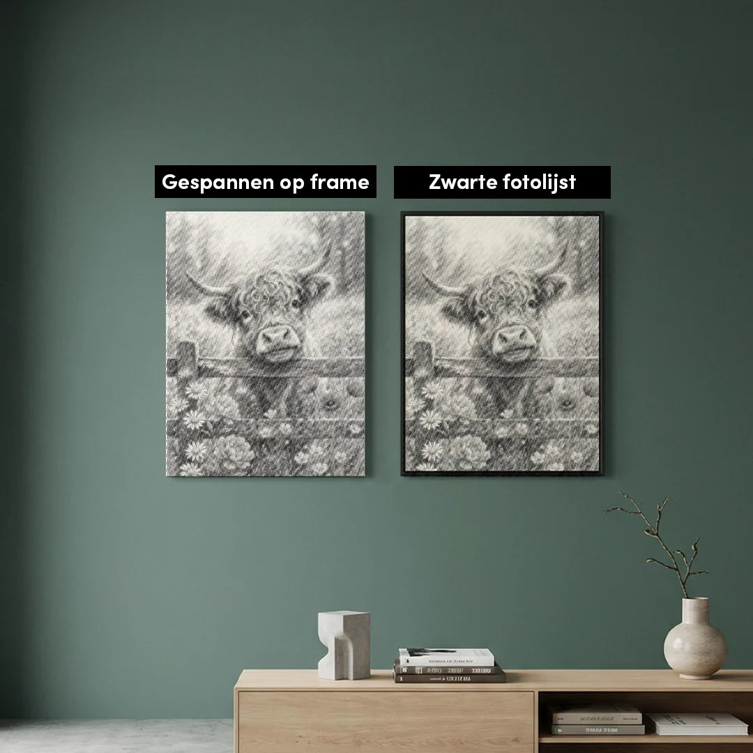 Cielę na polu kwiatów Dot Painting