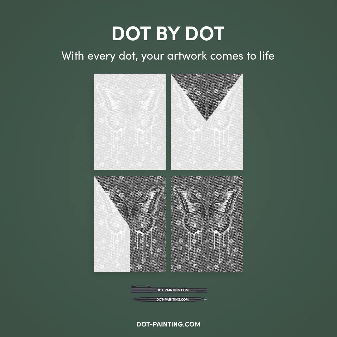 Pełen wdzięku obraz w kropki w kształcie motyla