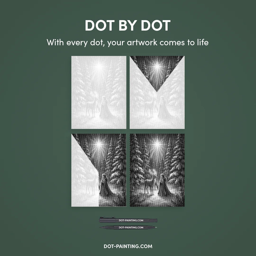 Kobiety z Wilkiem Punktowe Malowanie ➤ Wysyłka Następnego Dnia ✅ | Najwyższa Jakość