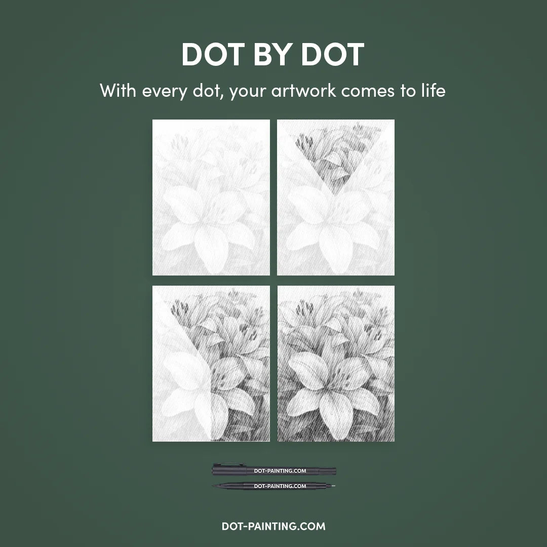 Malowanie kropek błyszczących kwiatów