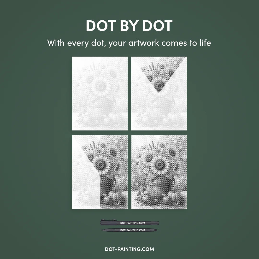 Słoneczniki punktowe malowanie