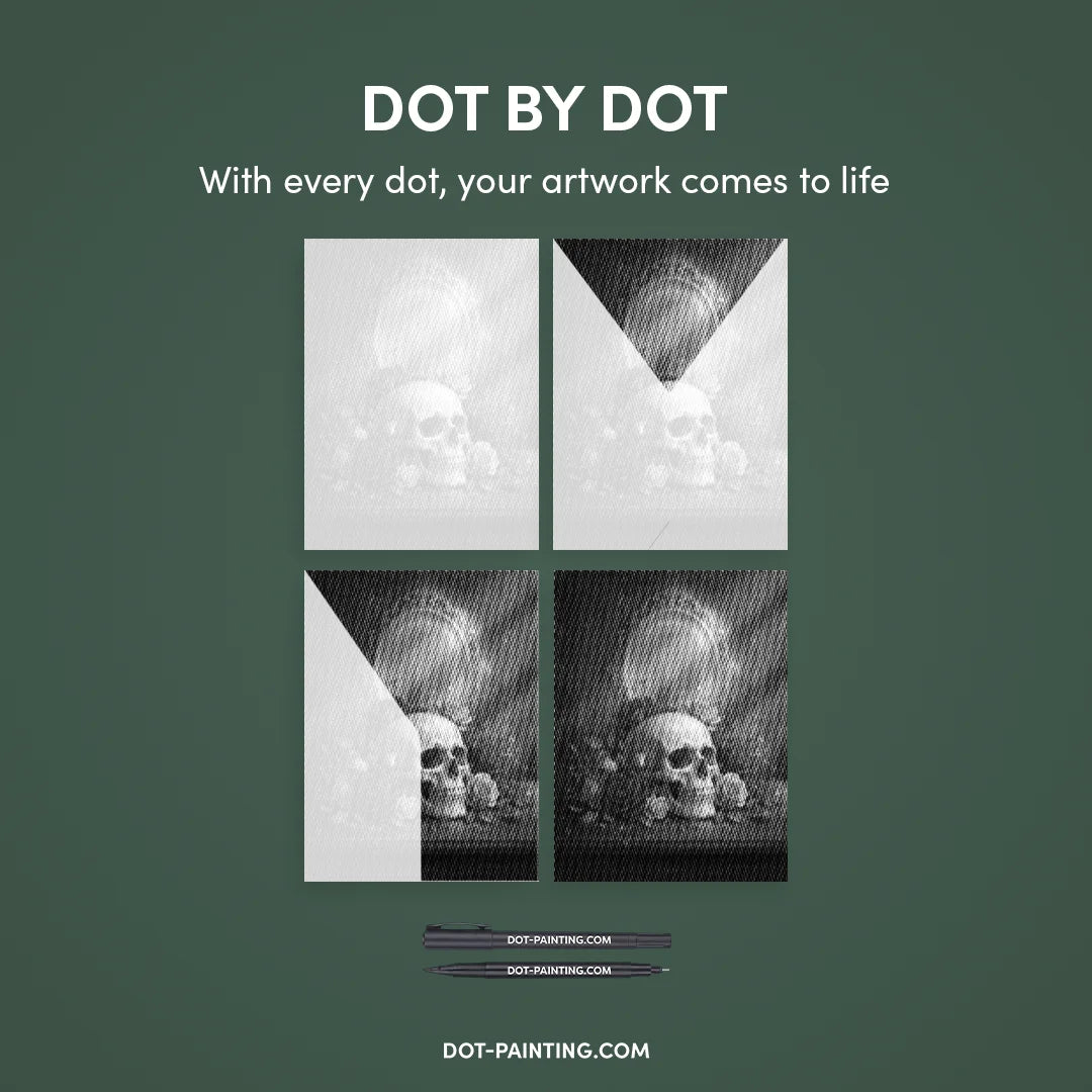 Czaszka z Kwiatami punktowe malowanie