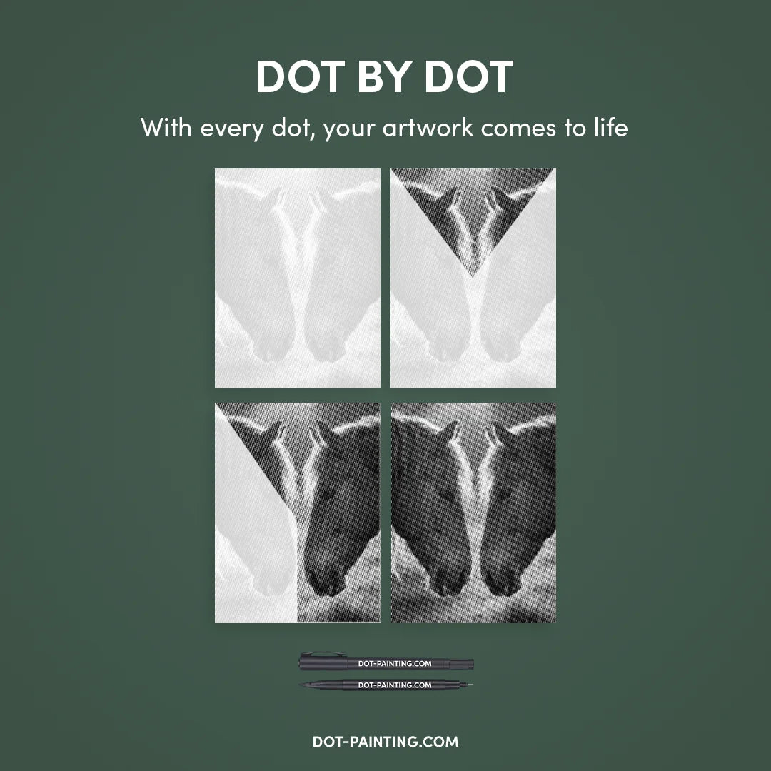 Dwa Konie Zestaw Dot Painting
