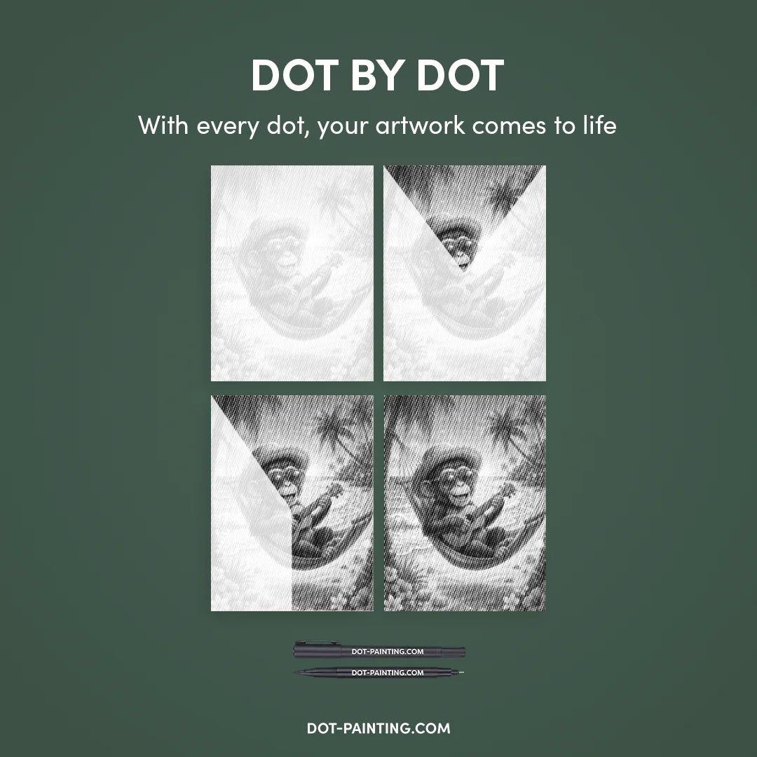 Małpa w malowaniu kropek w hamaku