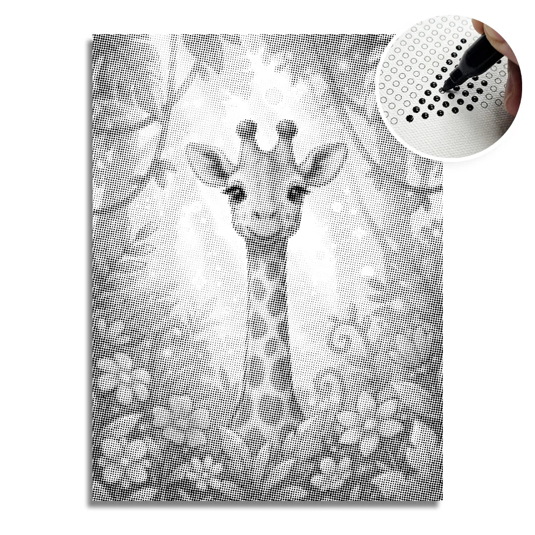 Żyrafa z kwiatami Malowanie kropkami