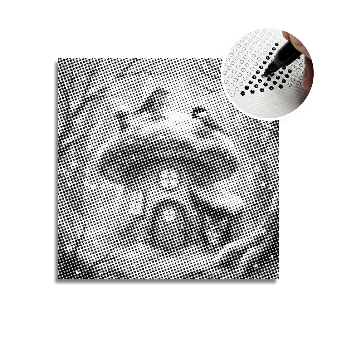 Malowanie kropek z kotkiem i ptakami na śniegu