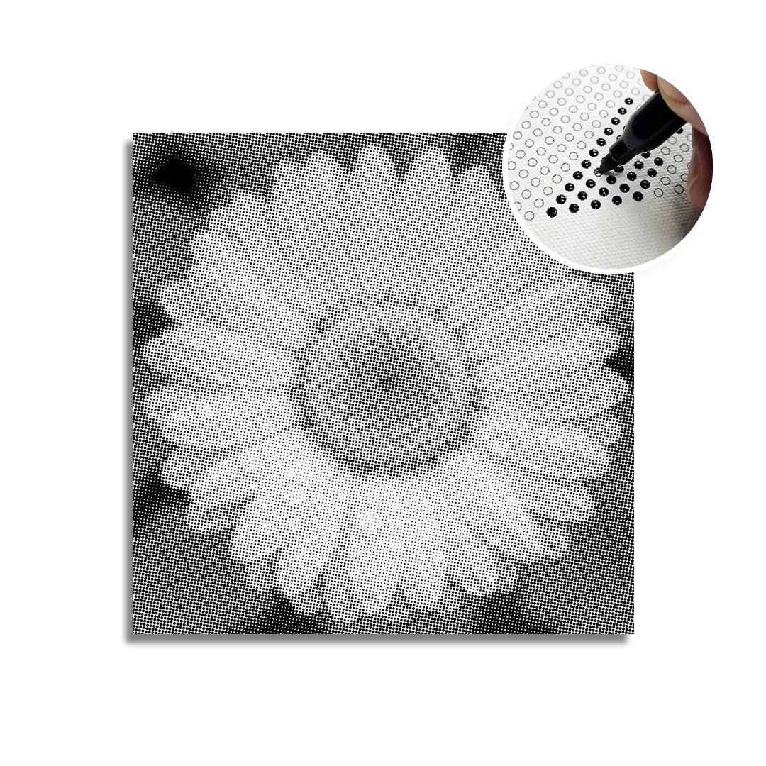 Malarstwo kropkowe kwiatu z kropelkami wody