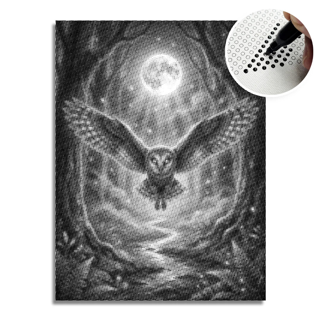 Malowanie kropek Sowa w lesie