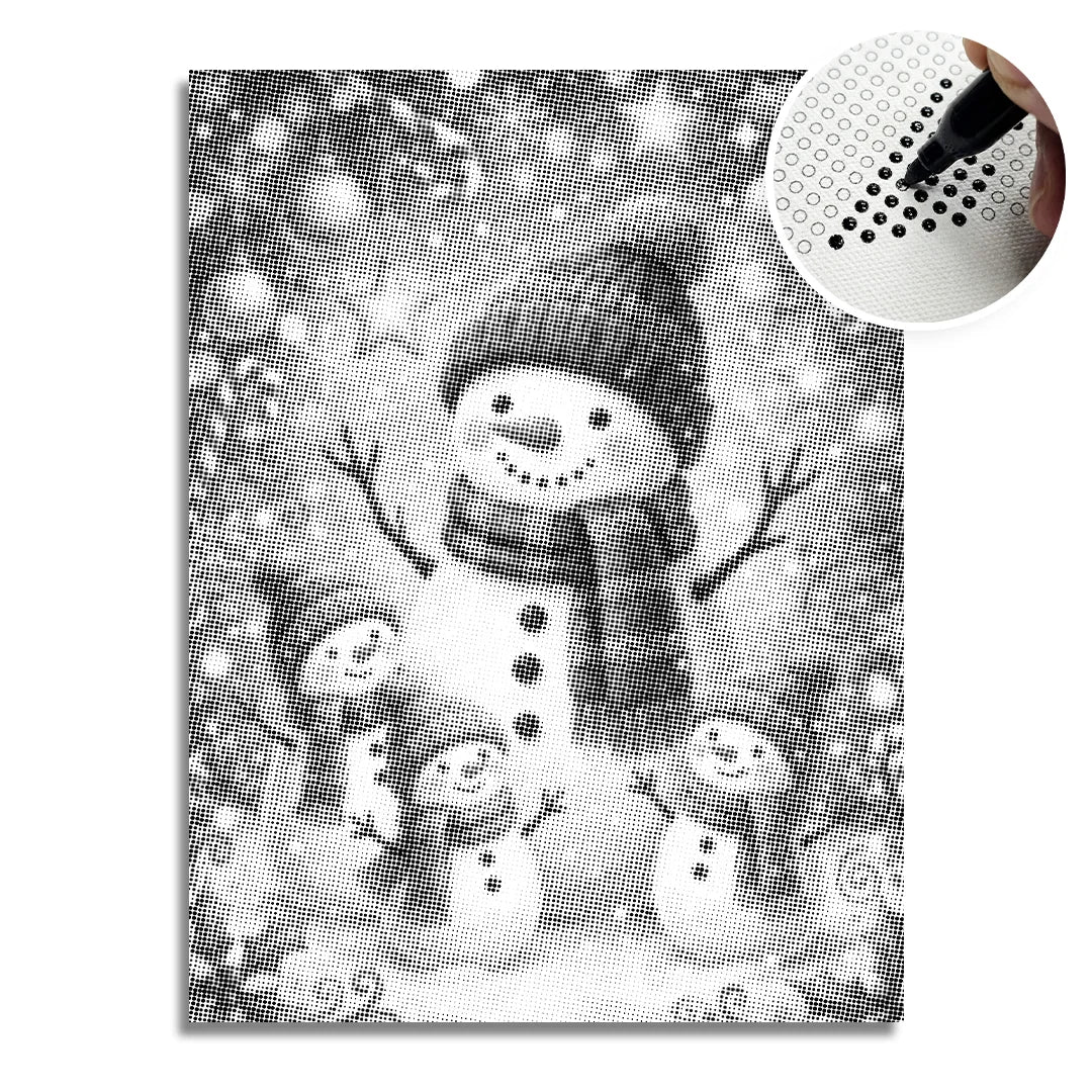 Malowanie kropek „Przyjaciele śniegu”.