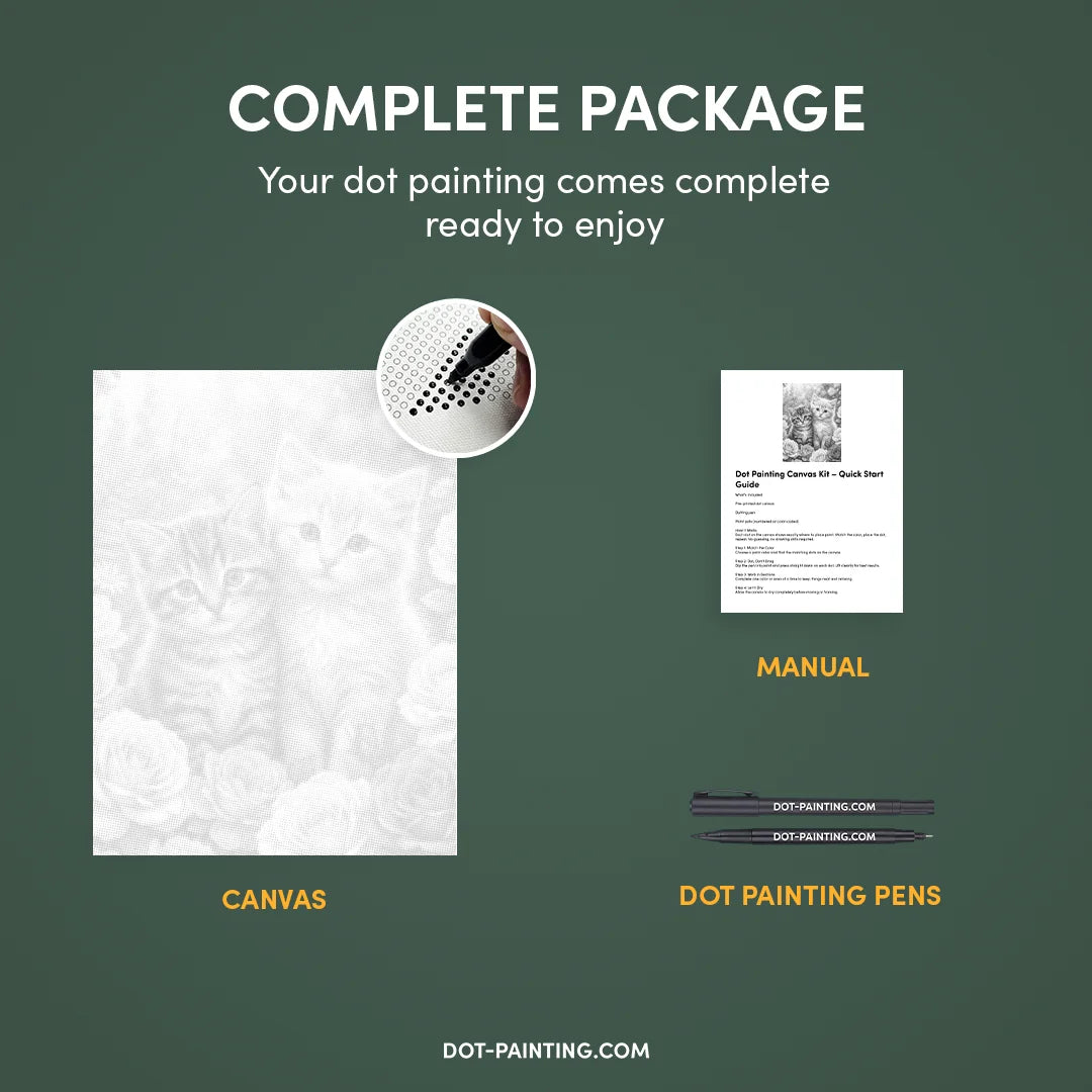 2 Kotki z Kwiatami Punktowe Malowanie