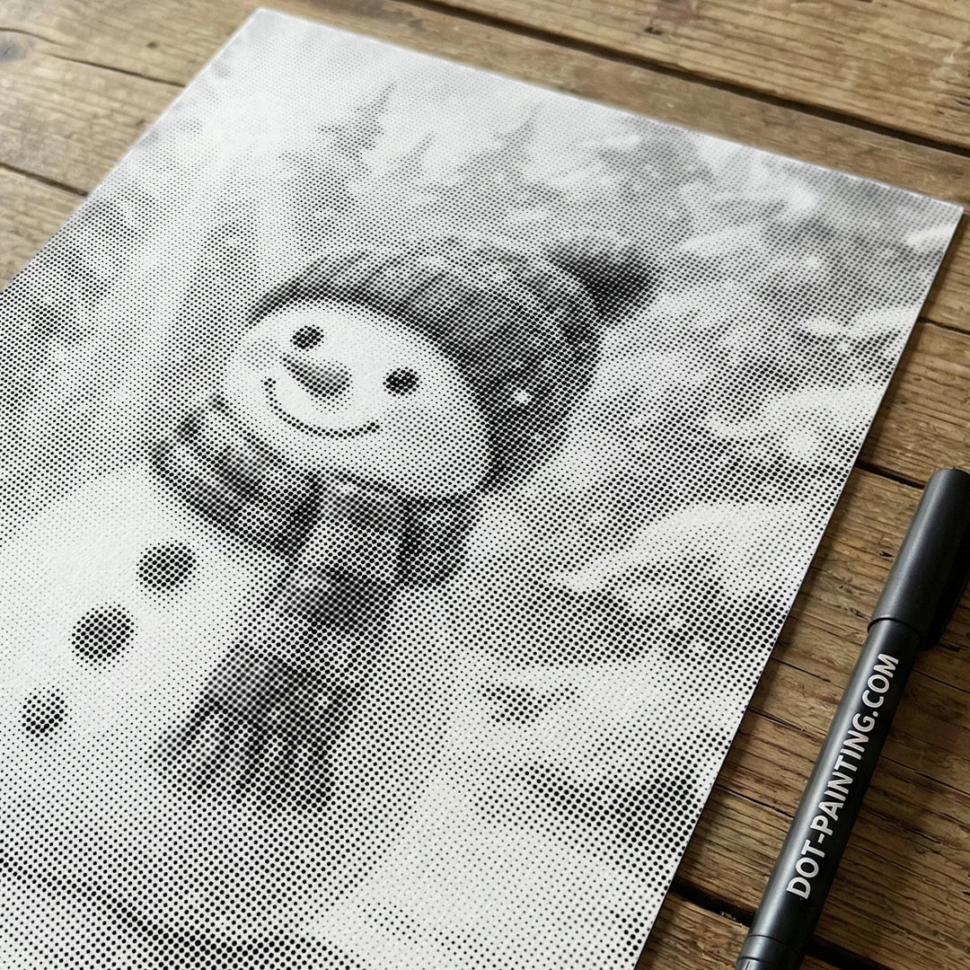 Śnieżny Bałwan Dot Painting
