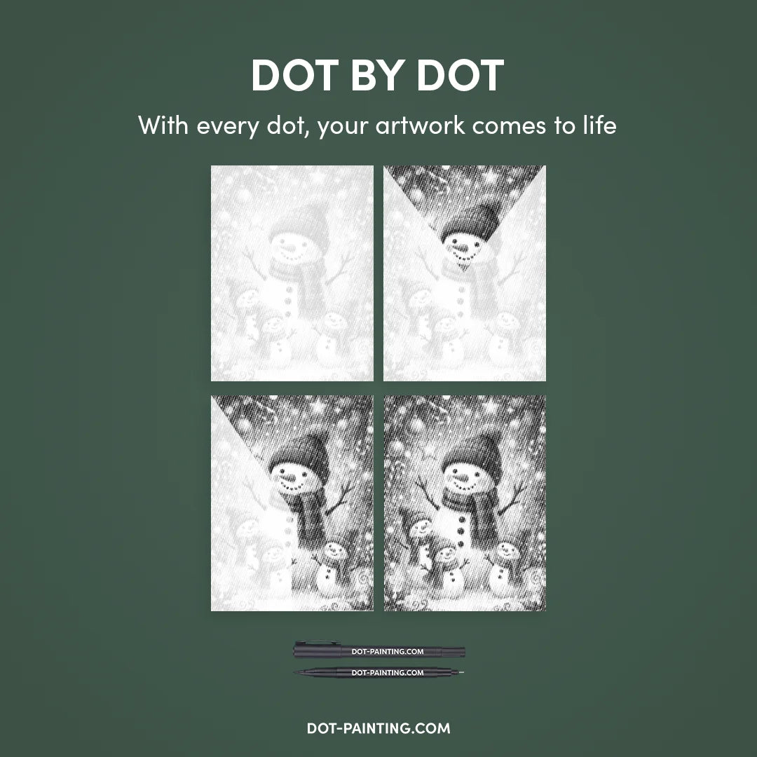 Malowanie kropek „Przyjaciele śniegu”.