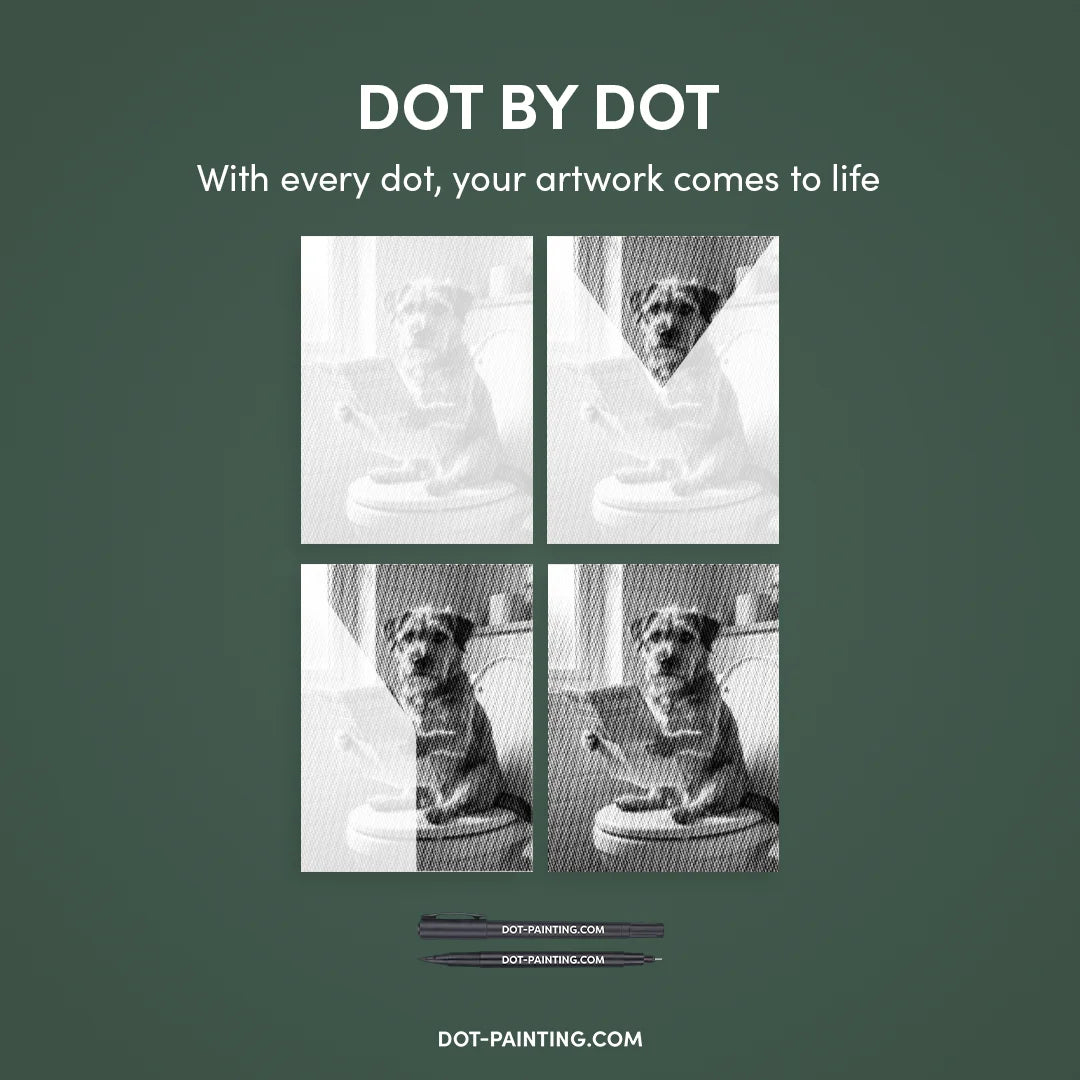 Dog on A Toilet 2 Dot Painting